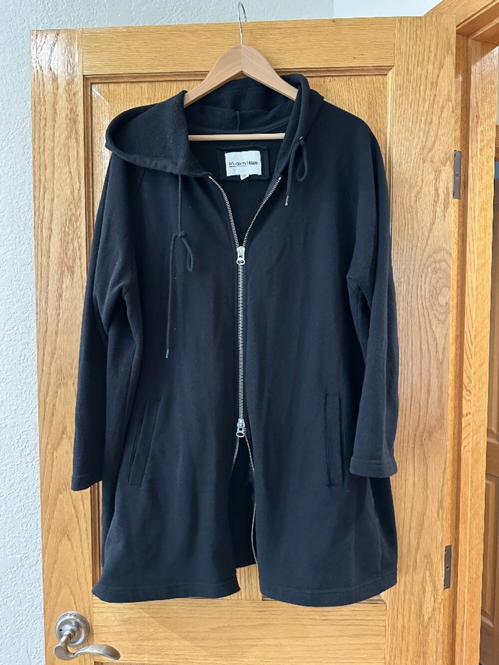 Black cotton Hoodie with 2 way zipper